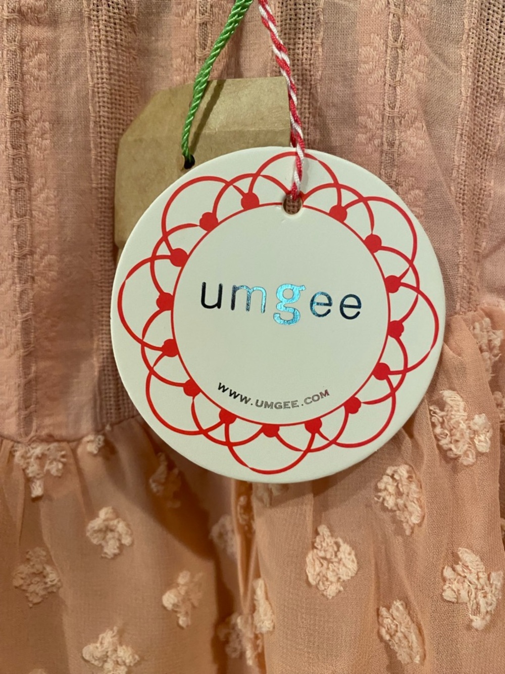 Umgee Boutique Style Swiss Dot Ruffle Blouse Womens Size Large NWT Peach Pink - Picture 6 of 8